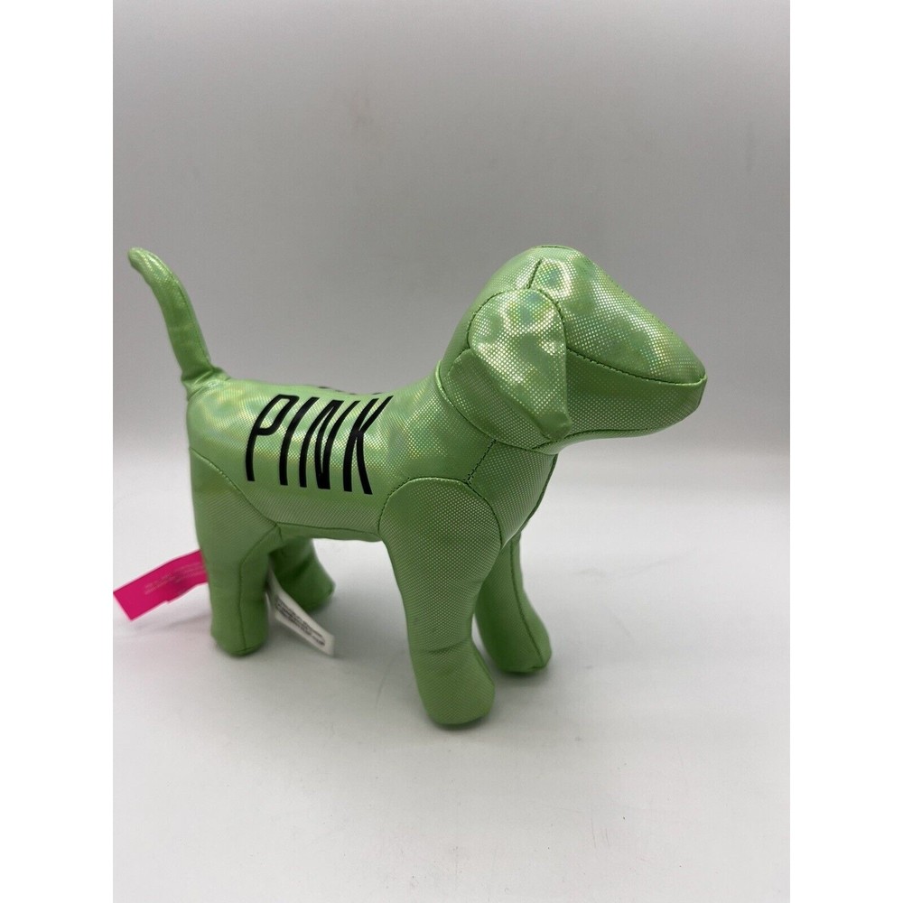Victoria's Secret PINK DOG GREEN METALLIC IRIDESCENT STUFFED VINYL ANNMAL xmas